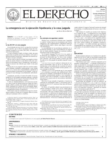 Rafel Resnick - Publicacion Emergencia Hipotecaria y Cosa Juzgada ED070724 - El Derecho